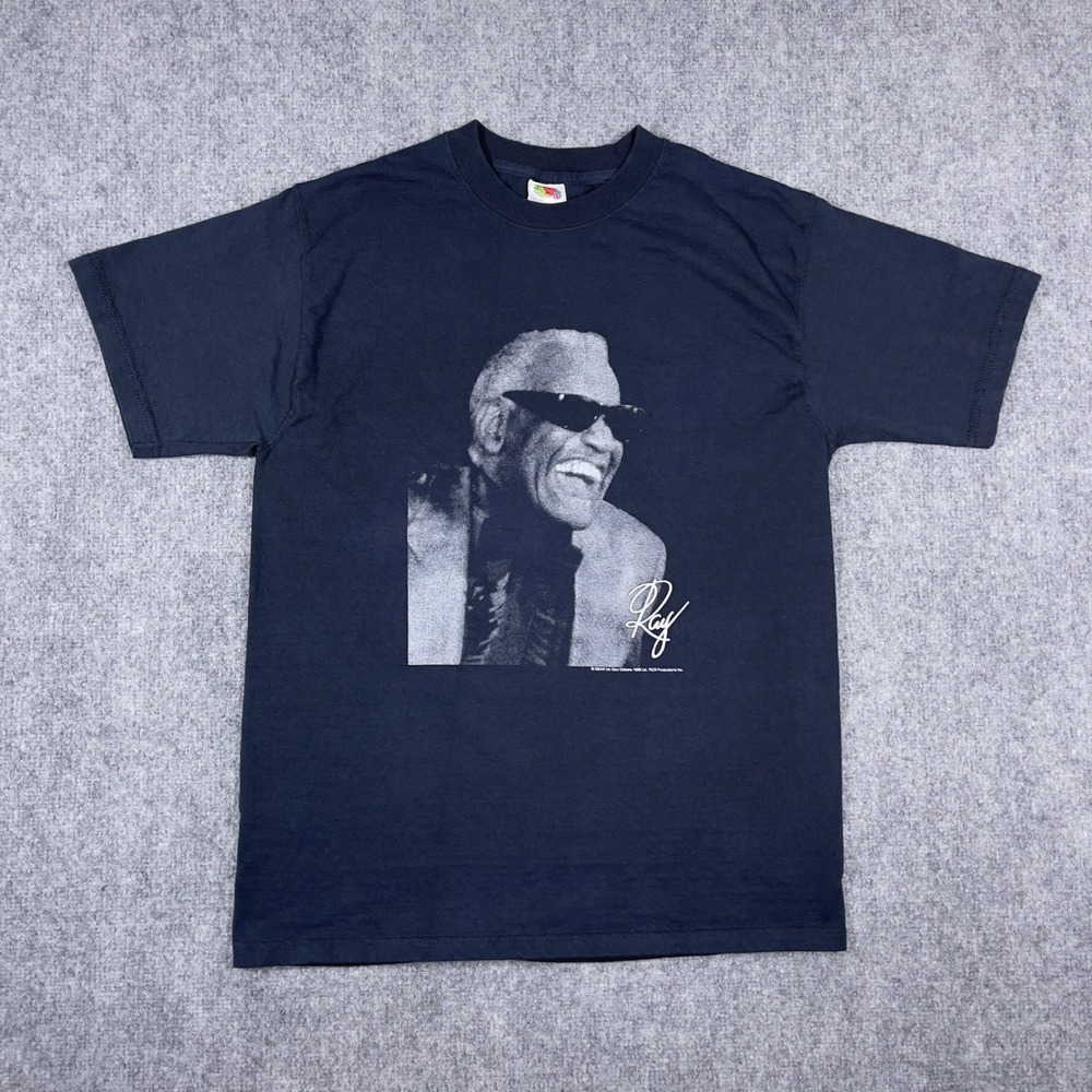 Vintage Ray Charles T-Shirt Mens Medium Black 1998 Graphic Tee